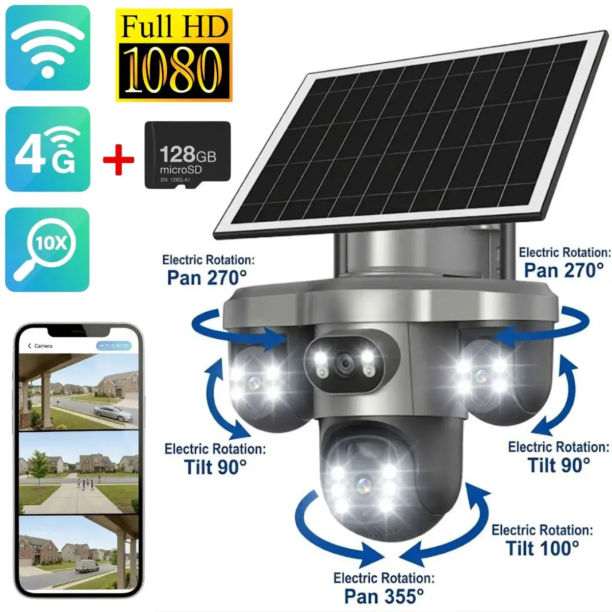 SolarPoint™ saulės energija veikianti 360° kamera namams